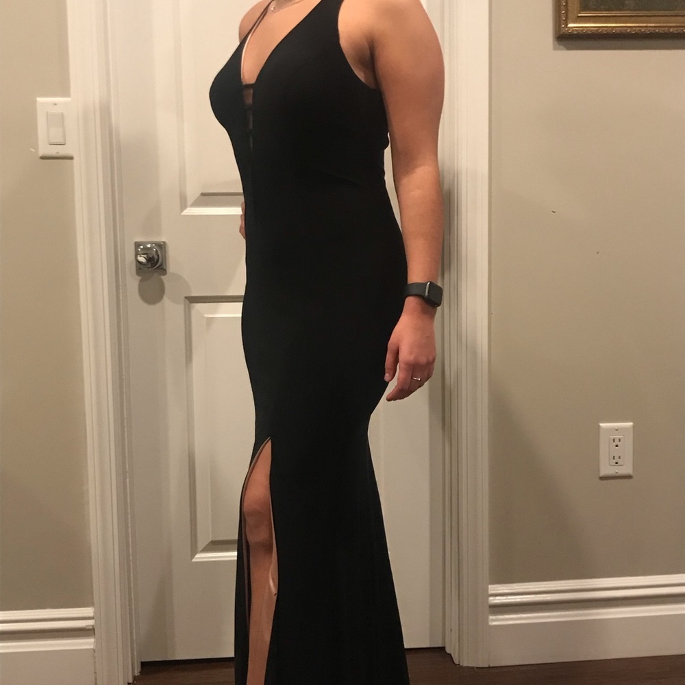 Deep V neck gown with cream lining